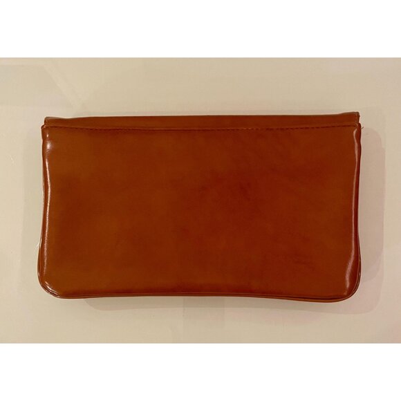 1970s Purse, Orange Brown Clutch, Vegan Leather Purse - Picture 8 of 8